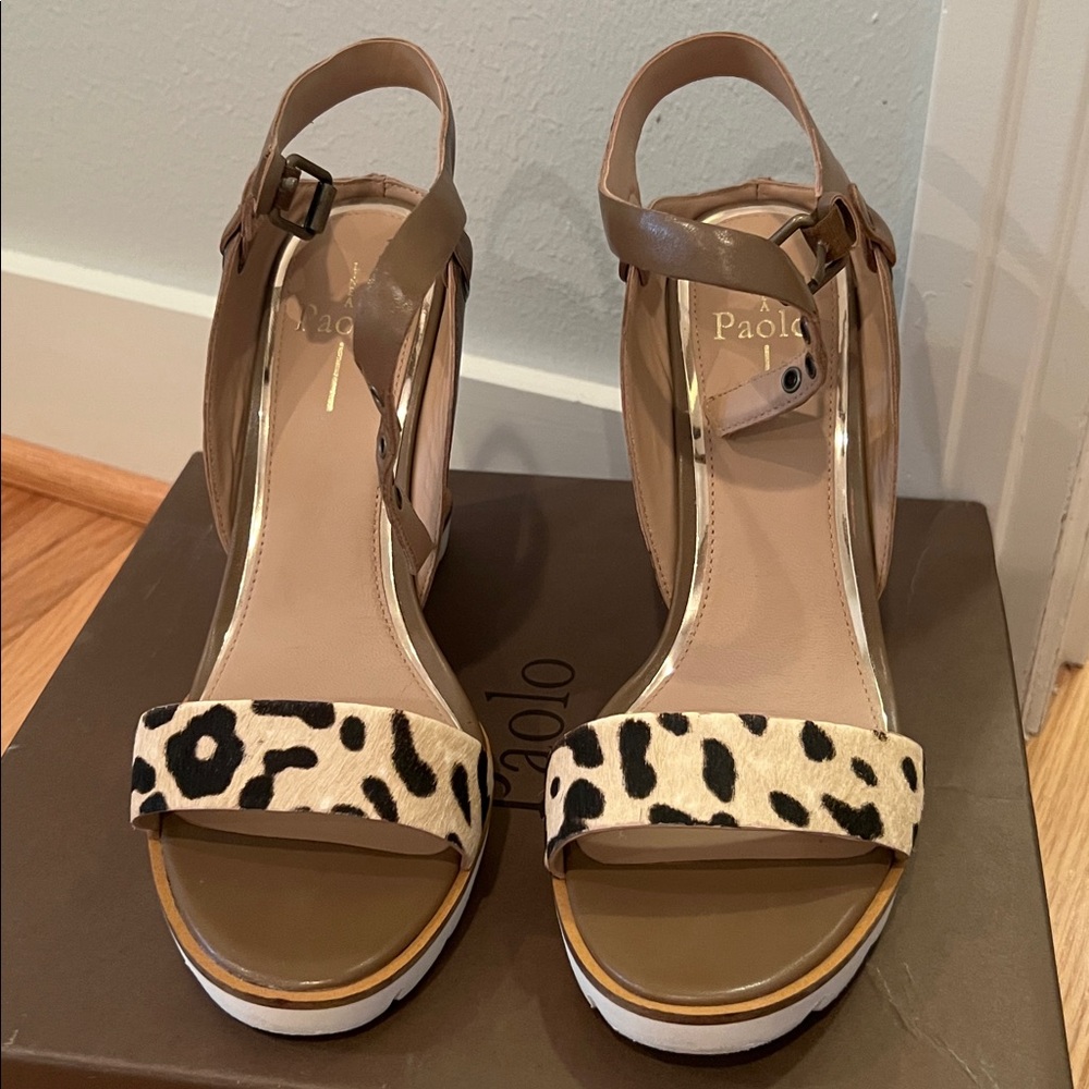Paolo Tan and Black Animal Print Sandals